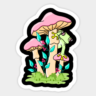 Cute Frog Mushroom Pastel Sticker